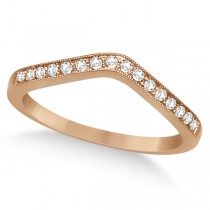 V Shaped Wedding Band with Micro Pave Diamonds 14K Rose Gold 0.18ctw