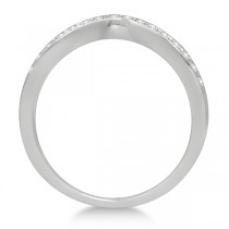 V Shaped Wedding Band with Micro Pave Diamonds 14K White Gold 0.18ctw