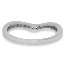 V Shaped Wedding Band with Micro Pave Diamonds 14K White Gold 0.18ctw