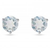 Natural Blue Sheen Moonstone Earrings 14K White Gold (0.10ct)