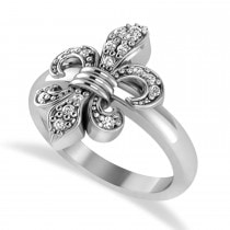Diamond Fleur De Lis Prong Ring 14k White Gold (0.17ct)