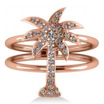 Diamond Palm Tree Double Band Fashion Ring 14k Rose Gold (0.35ct)