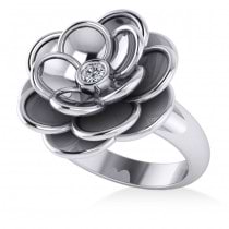 Diamond Flower Fashion Ring 14k White Gold (0.06ct)