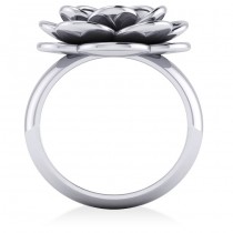 Ruby Flower Fashion Ring 14k White Gold (0.06ct)