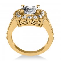 Diamond Cushion Halo Engagement Ring 14k Yellow Gold (2.82ct)