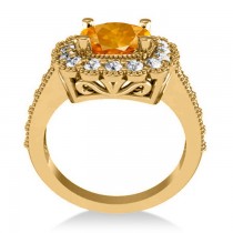 Citrine & Diamond Cushion Halo Engagement Ring 14k Yellow Gold (2.73ct)