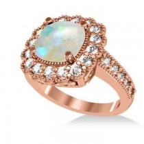 Opal & Diamond Cushion Halo Engagement Ring 14k Rose Gold (2.82ct)