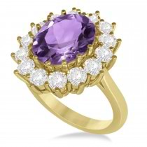 Oval Amethyst & Diamond Accented Ring in 14k Yellow Gold (5.40ctw)