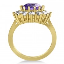 Oval Amethyst & Diamond Accented Ring in 14k Yellow Gold (5.40ctw)