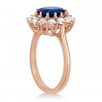 Oval Blue Sapphire & Diamond Accented Ring 14k Rose Gold (5.40ctw)