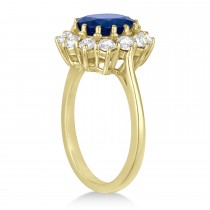 Oval Blue Sapphire & Diamond Accented Ring 18k Yellow Gold (5.40ctw)