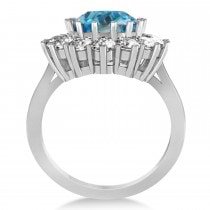 Oval Blue Topaz & Diamond Accented Ring in 14k White Gold (5.40ctw)