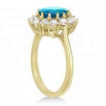 Oval Blue Topaz & Diamond Accented Ring in 14k Yellow Gold (5.40ctw)
