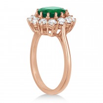 Oval Emerald and Diamond Ring 14k Rose Gold (5.40ctw)