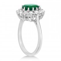 Oval Emerald and Diamond Ring 14k White Gold (5.40ctw)