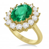 Oval Emerald and Diamond Ring 14k Yellow Gold (5.40ctw)