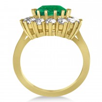 Oval Emerald and Diamond Ring 14k Yellow Gold (5.40ctw)