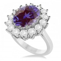 Oval Lab Alexandrite & Diamond Accented Ring in 14k White Gold (5.40ctw)