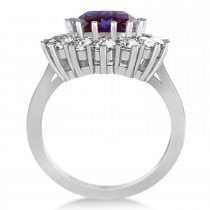 Oval Lab Alexandrite & Diamond Accented Ring in 14k White Gold (5.40ctw)