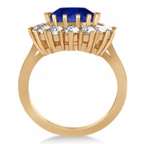 Oval Lab Blue Sapphire & Diamond Accented Ring 14k Rose Gold (5.40ctw)