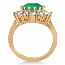 Oval Lab Emerald and Diamond Ring 14k Rose Gold (5.40ctw)