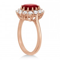 Oval Lab Ruby and Diamond Ring 14k Rose Gold (5.40ctw)