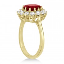 Oval Lab Ruby and Diamond Ring 14k Yellow Gold (5.40ctw)
