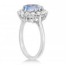 Oval Moonstone & Diamond Accented Ring in 14k White Gold (5.40ctw)