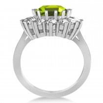 Oval Peridot & Diamond Accented Ring in 14k White Gold (5.40ctw)