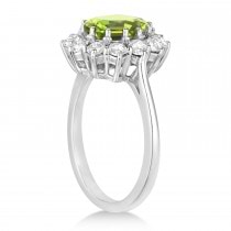 Oval Peridot & Diamond Accented Ring in 14k White Gold (5.40ctw)
