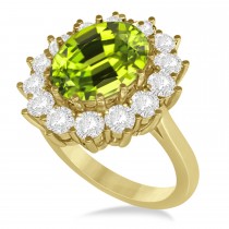 Oval Peridot & Diamond Accented Ring in 14k Yellow Gold (5.40ctw)