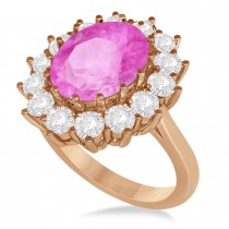 Oval Pink Sapphire & Diamond Accented Ring 14k Rose Gold (5.40ctw)