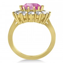 Oval Pink Sapphire & Diamond Accented Ring 14k Yellow Gold (5.40ctw)