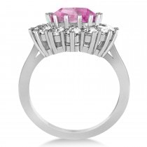 Oval Pink Sapphire & Diamond Accented Ring in 18k White Gold (5.40ctw)