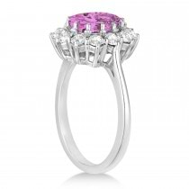 Oval Pink Sapphire & Diamond Accented Ring in 18k White Gold (5.40ctw)
