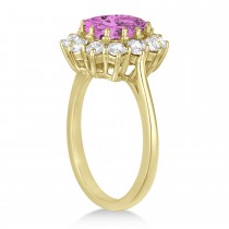 Oval Pink Sapphire & Diamond Accented Ring 18k Yellow Gold (5.40ctw)