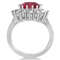 Oval Ruby and Diamond Ring 14k White Gold (5.40ctw)