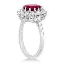 Oval Ruby and Diamond Ring 18k White Gold (5.40ctw)