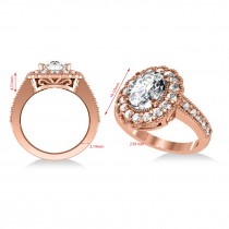 Diamond Oval Halo Engagement Ring 14k Rose Gold (2.78ct)