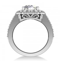 Diamond Oval Halo Engagement Ring 14k White Gold (2.78ct)