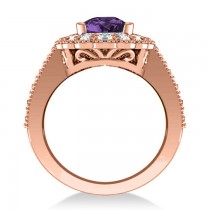 Amethyst & Diamond Oval Halo Engagement Ring 14k Rose Gold (3.28ct)