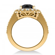 Black Diamond & Diamond Oval Halo Engagement Ring 14k Yellow Gold (2.78ct)