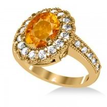 Citrine & Diamond Oval Halo Engagement Ring 14k Yellow Gold (3.28ct)