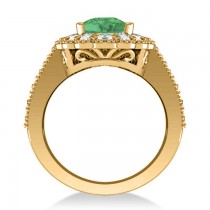 Emerald & Diamond Oval Halo Engagement Ring 14k Yellow Gold (3.28ct)