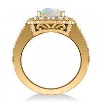 Opal & Diamond Oval Halo Engagement Ring 14k Yellow Gold (3.28ct)