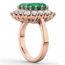 Emerald Cut Emerald & Diamond Lady Di Ring 18k Rose Gold (5.68ct)