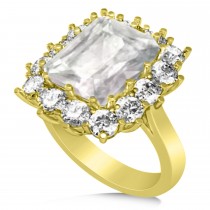 White Topaz & Diamond Lady Di Ring 18k Yellow Gold (5.68ct)