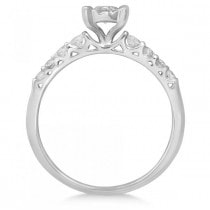 Diamond Halo Engagement Ring & Accented Band 14K White Gold 1.03ct
