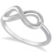Plain Metal Infinity Loop Right-Hand Fashion Ring in 14k White Gold