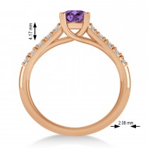 Amethyst & Diamond Accented Pre-Set Engagement Ring 14k Rose Gold (1.05ct)